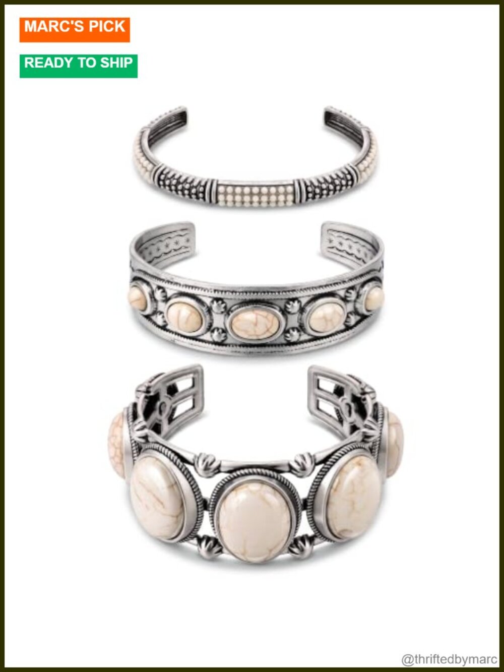 Turquoise Cuff Bracelet Set for Women Vintage Silver Western Jewelry